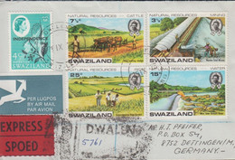 1973. SWAZILAND. REGISTERED AIRMAIL EXPRESS Cover To Germany Cancelled DWALEND 25 IX 73 W... (Michel 199-202) - JF430784 - Swaziland (1968-...)