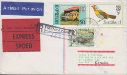 1979. SWAZILAND. REGISTERED AIR MAIL EXPRESS Cover To Canada Cancelled MANKAYANE SWAZILAND 8... (Michel 236+) - JF430795 - Swaziland (1968-...)