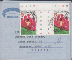 1983. SWAZILAND. AEROGRAMME With Pair 5 C Conference On Smoking & Health With White Stamp Inb... (MICHEL 396) - JF430798 - Swaziland (1968-...)