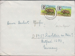 1975. SWAZILAND. Pair 5 C Bush Pig On Cover To Germany Cancelled MANZINI SWAZILAND 6 XI 75.  (Michel 165) - JF430804 - Swaziland (1968-...)