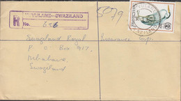 1979. SWAZILAND. 20 C Grey Heron On REGISTERED Cover To Mbabane Cancelled VUVULANE SWAZILAND ... (Michel 243) - JF430805 - Swaziland (1968-...)