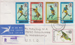 1977. SWAZILAND. Complete Set FIFA + 2 C Green Pigeon On Registered AIR MAIL Cover To USS... (Michel 257-260) - JF430806 - Swaziland (1968-...)