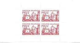 Exposition Philatelique De Metz 1938 Bloc De Quatre Vignettes**rouge. - Briefmarkenmessen