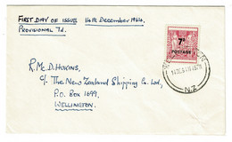Ref 1553 -  1964 New Zealand FDC First Day Cover - Provisional 7d  Stamp - Covers & Documents