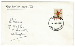 Ref 1553 -  1966 New Zealand FDC First Day - 7d Koromiko Flower Stamp - Cartas & Documentos