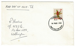 Ref 1553 -  1966 New Zealand FDC First Day - 7d Koromiko Flower Stamp - Brieven En Documenten