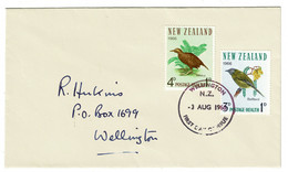 Ref 1553 -  1966 New Zealand FDC First Day Health Cover - Weka & Bellbird - Bird Theme - Lettres & Documents