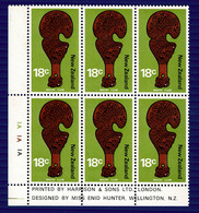 Ref 1554 - 1970 New Zealand Corner Block MNH With Printers Imprint - 18c Maori Club SG 927 - Nuovi