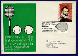 Ref 1554 - GB 1972 Special Event Cover - Centenery Of Lawn Tennis Leamington Spa Postmark - Sport Theme - Lettres & Documents