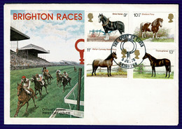 Ref 1554 - GB 1978 FDC - Horses With Special Brighton Races Postmark - Sport Of Kings - 1971-1980 Decimale  Uitgaven