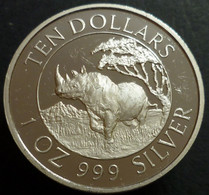 Zimbabwe - 10 Dollars 1996 - Fauna Selvatica - Rinoceronte - KM# 11 - Zimbabwe