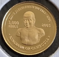 Cambodia 3000 Riels 2005  (Gold)   -  Norodom Sihamoni Taj Mahal - Cambodja