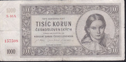 BILLETE DE CHECOSLOVAQUIA DE 1000 KORUN DEL AÑO 1945  (BANKNOTE) - Tchécoslovaquie