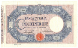 500 LIRE BARBETTI GRANDE C MATRICE LATERALE TESTINA DECRETO 15/11/1909 BB/SPL - Regno D'Italia – Other