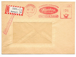 RMS Weinberg Schokolade Chocolate Cremegefillte Herford Registered Recommande Einschreibe 9.4.1962 - Covers & Documents