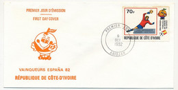 CÔTE D'IVOIRE - 5 Env FDC - 5 Val VAINQUEURS Coupe Du Monde De Football 1982 Espagne - 9 Octobre 1982 - Abidjan - Costa De Marfil (1960-...)