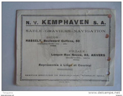 Vloeipapier Buvard Kemphaven Sable Graviers Navigation Hasselt Anvers Form 10,5 X 14,5 Cm Gebruikt Utilisé - Trasporti