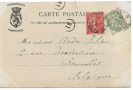 2073PR/ PC Port-Said French Stamp Canc. Ligne N Paq.FR.N°3 1907 > Belgium - Other