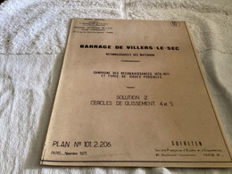 Dessin Plan De Barrage 1950 BARRAGE DE VILLERS-LE-SEC RECONNAISSANCES DES MATERIAUX - Arbeitsbeschaffung