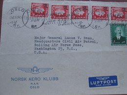 Lettre Deposte Aerienne De Norvege Vers Les Etats Unis 1952 , 6 Timbres - Usati