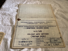 Dessin Plan De Barrage 1967 WATER CONSERVATION AND IRRIGATION COMMISSION GWYDIR RIVER DAM SITE A AVAL DU Girmile EN 5 B. - Obras Públicas