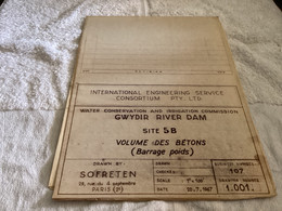 Dessin Plan De Barrage 1967 WATER CONSERVATION AND IRRIGATION COMMISSION GWYDIR RIVER DAM SITE A AVAL DU Girmile EN 5 B. - Public Works