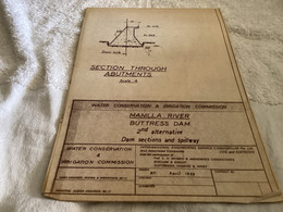 Plan Topographique Dessin Manille River Dam Site  Australia 1969 WATER CONSERVATION & IRRIGATION COMMISSION MANILLA RIVE - Opere Pubbliche