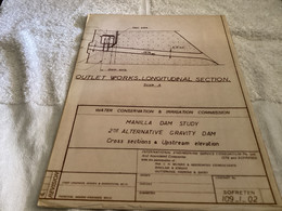 Plan Topographique Dessin Manille River Dam Site  Australia 1969 WATER CONSERVATION & IRRIGATION COMMISSION MANILLA RIVE - Travaux Publics