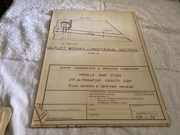 Plan Topographique Dessin Manille Dam S Dam Site  Australia 1969 WATER CONSERVATION & IRRIGATION COMMISSION MANILLA RIVE - Publieke Werken