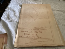 Plan Topographique Dessin Manille Dam S Dam Site  Australia 1969 WATER CONSERVATION & IRRIGATION COMMISSION MANILLA RIVE - Publieke Werken