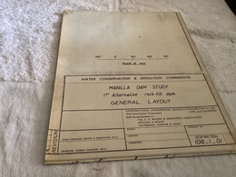 Plan Topographique Dessin Manille Dam S Dam Site  Australia 1969 WATER CONSERVATION & IRRIGATION COMMISSION MANILLA RIVE - Arbeitsbeschaffung