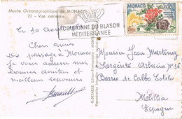 45423. Postal MONTECARLO (Monaco) 1972. Flamme Couronne Du Blason Mediterranee. Museo Oceanografico - Brieven En Documenten