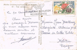 45423. Postal MONTECARLO (Monaco) 1972. Flamme Couronne Du Blason Mediterranee. Museo Oceanografico - Lettres & Documents