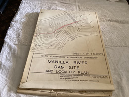 Plan Topographique Dessin Manille Dam S Dam Site  Australia 1969 WATER CONSERVATION & IRRIGATION COMMISSION MANILLA RIVE - Arbeitsbeschaffung