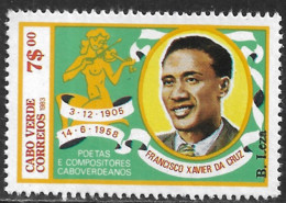 Delcampe - Cabo Verde – 1983 Poets And Composers 7$00 Mint Stamp - Cap Vert