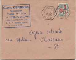 LETTRE AFFRANCHIE N° 1331 A  OBLITERATION OCTOGONALE  L'HERBAUDIERE -VENDEE 1965 - Manual Postmarks