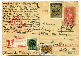 RC 23269 HONGRIE 1943 ENTIER RECOMMANDÉ + CENSURE ALLEMANDE POUR LA FRANCE - Poststempel (Marcophilie)