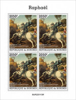 Burundi 2022, Art, Raphael III, Horse, 4val In BF - Nuovi