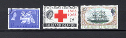 Falkland, Island   1963-65  ,.   Y&T  Nº   140-141-148 - Falklandeilanden