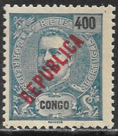 Portuguese Congo – 1914 King Carlos Local Overprinted REPUBLICA 400 Réis Mint Stamp - Congo Portuguesa