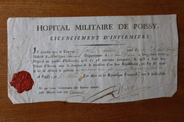 Hôpital  Militaire De POISSY.  AN II  Licenciement D'infirmiers  Revolution Avec Cachet De Cire - Historische Documenten