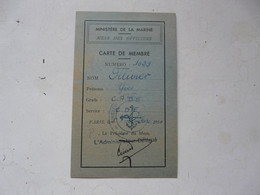 VIEUX PAPIERS - CARTE DE MEMBRE : Ministère De La Marine - Mess Des Officiers 1950 - Cartes De Membre