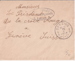 1915 - BELGIQUE - CENSURE LÜTTICH / LIEGE - ENVELOPPE En FRANCHISE De SERAING => CROIX-ROUGE (GENEVE) - OC1/25 Generalgouvernement 