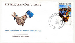 CÔTE D'IVOIRE - Env FDC - 155F 29ème Anniversaire De L'indépendance - 7 Dec 1989 - Abidjan - Costa D'Avorio (1960-...)