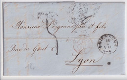1861 - LETTRE De GIESSEN Avec ENTREE AMBULANT C Par FORBACH ! => LYON - Brieven En Documenten