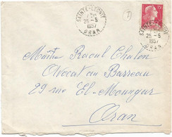 ALGERIE 15FR MULLER LETTRE C. PERLE SAINTE LEONIE 25.5.1957 ORAN - Storia Postale