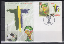 SOCCER - MACEDONIA- 2014 - WORLD CUP BRAZIL SET OF 2 ON  ILLUSTRATED FDC - 2014 – Brazilië