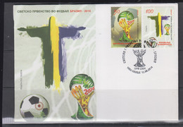SOCCER - MACEDONIA- 2014 - WORLD CUP BRAZIL SET OF 2 ON  ILLUSTRATED FDC - 2014 – Brazil