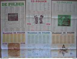 Belgie 6 Kalenders Van Het Weekblad DE POLDER 1955 1956 1957 1958 1959 1960 30,5 X 42 Cm Dubbel Gevouwen Goede Staat - Grand Format : 1941-60