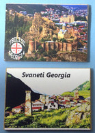 Lot Of 2 Gruzian Georgian Cities Panoramic Views Souvenirs Fridge Magnets - Toerisme